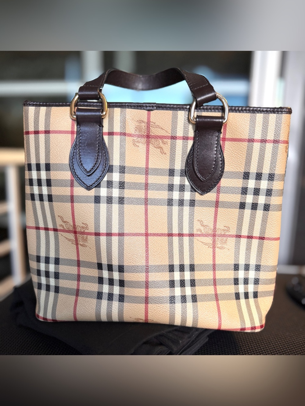 Authentic Burberry London Nova Check Coated Canvas Haymarket Tote Ittivgro58cal - Picture 2 of 13